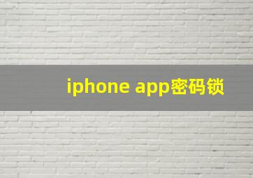 iphone app密码锁